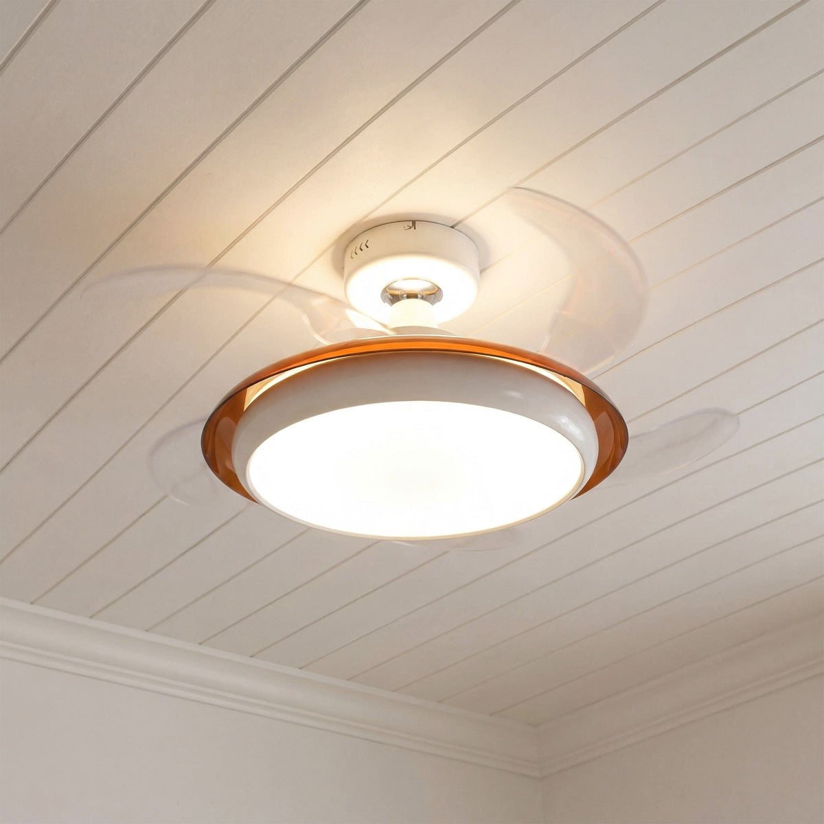 36 inch ceiling fan with dimmable LED light highlighting the blade and light ring
