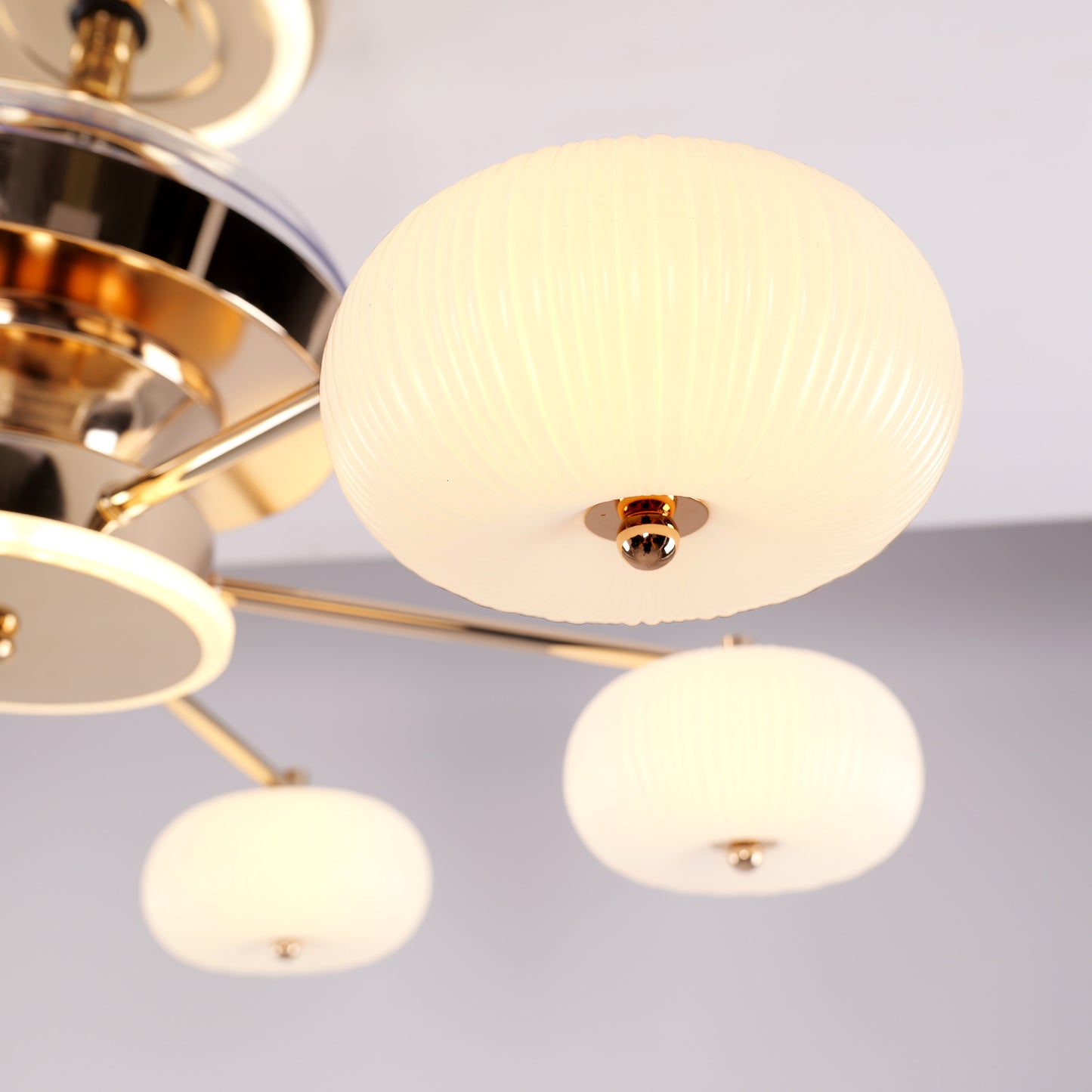 Ceiling Fan Light with 6-Speed Control in Copper and Acrylic