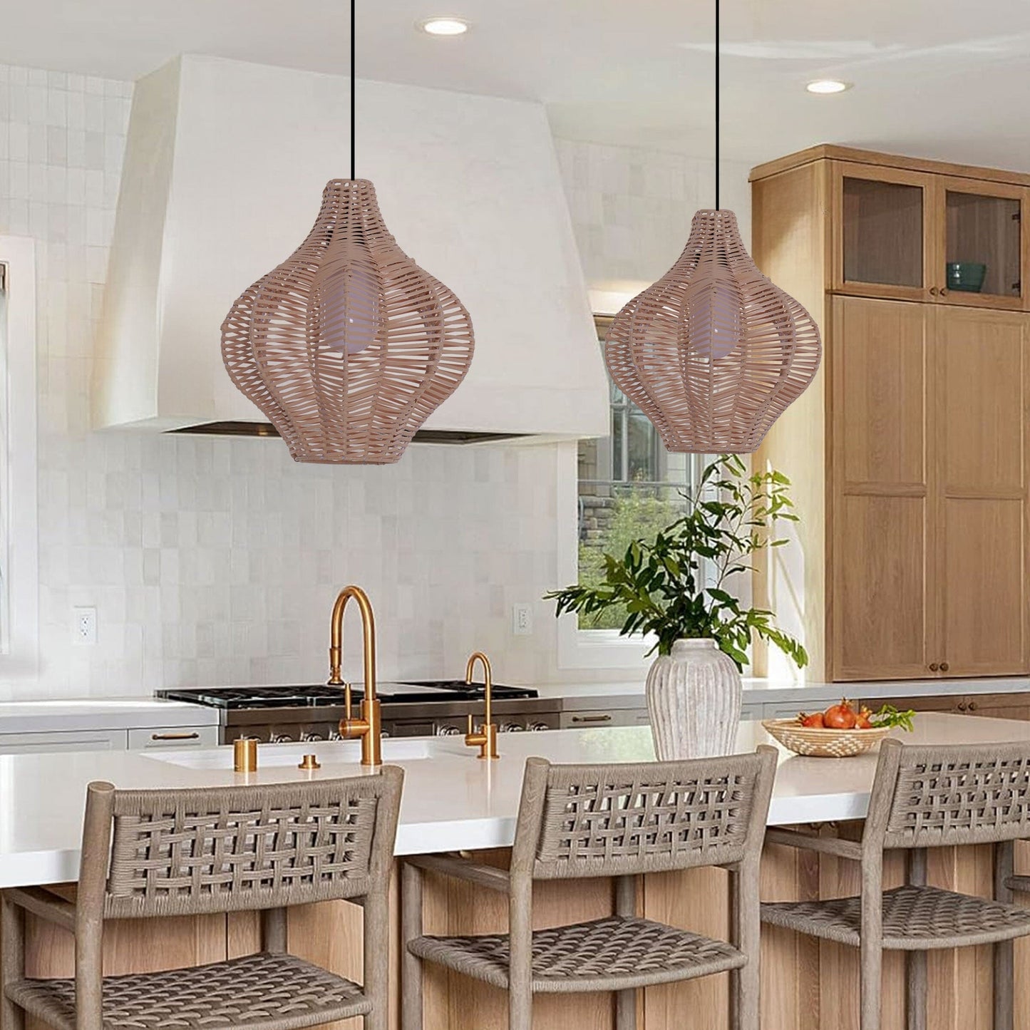 Lightsin Minimalist Handmade Wooden Rattan Pendant Light Lightsin UK