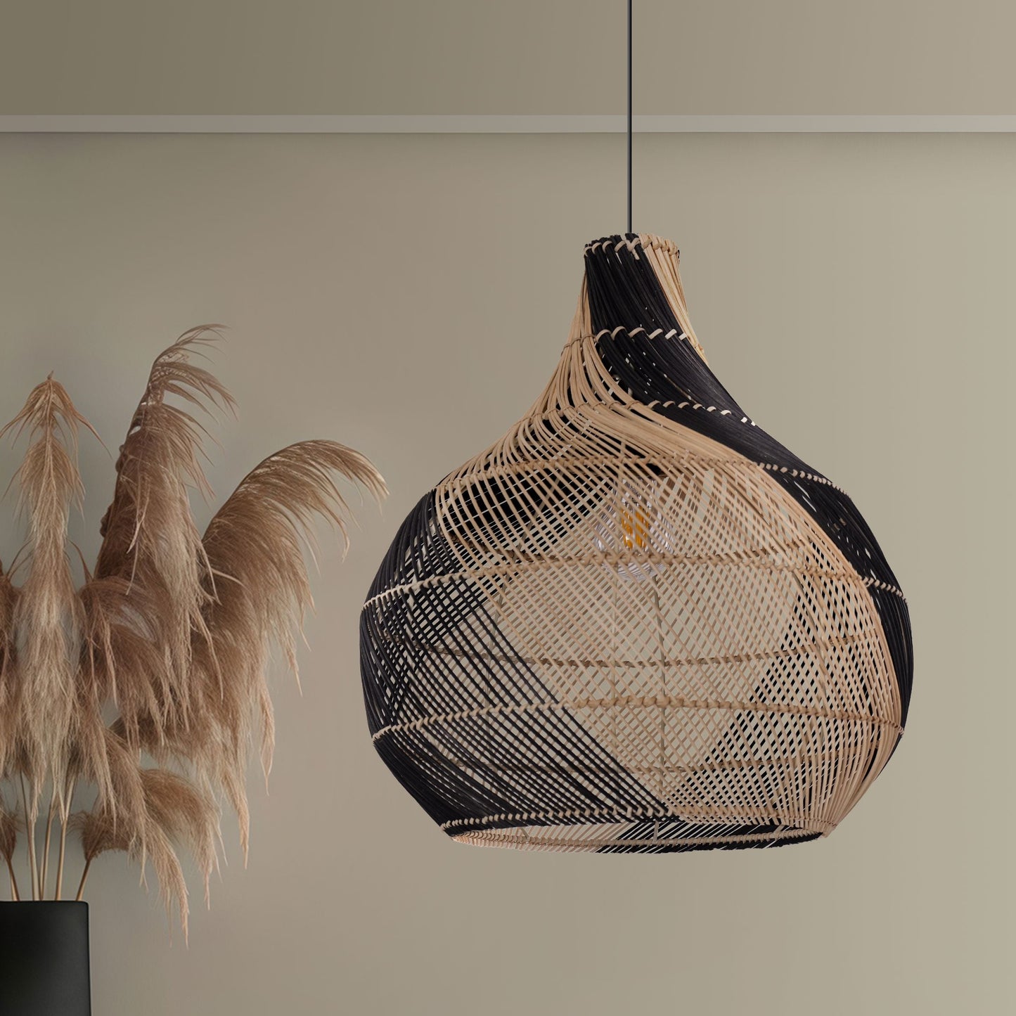 Lightsin Japanese Simple Vase Shaped Handwoven Rattan Pendant Light Lightsin UK 1 Unit