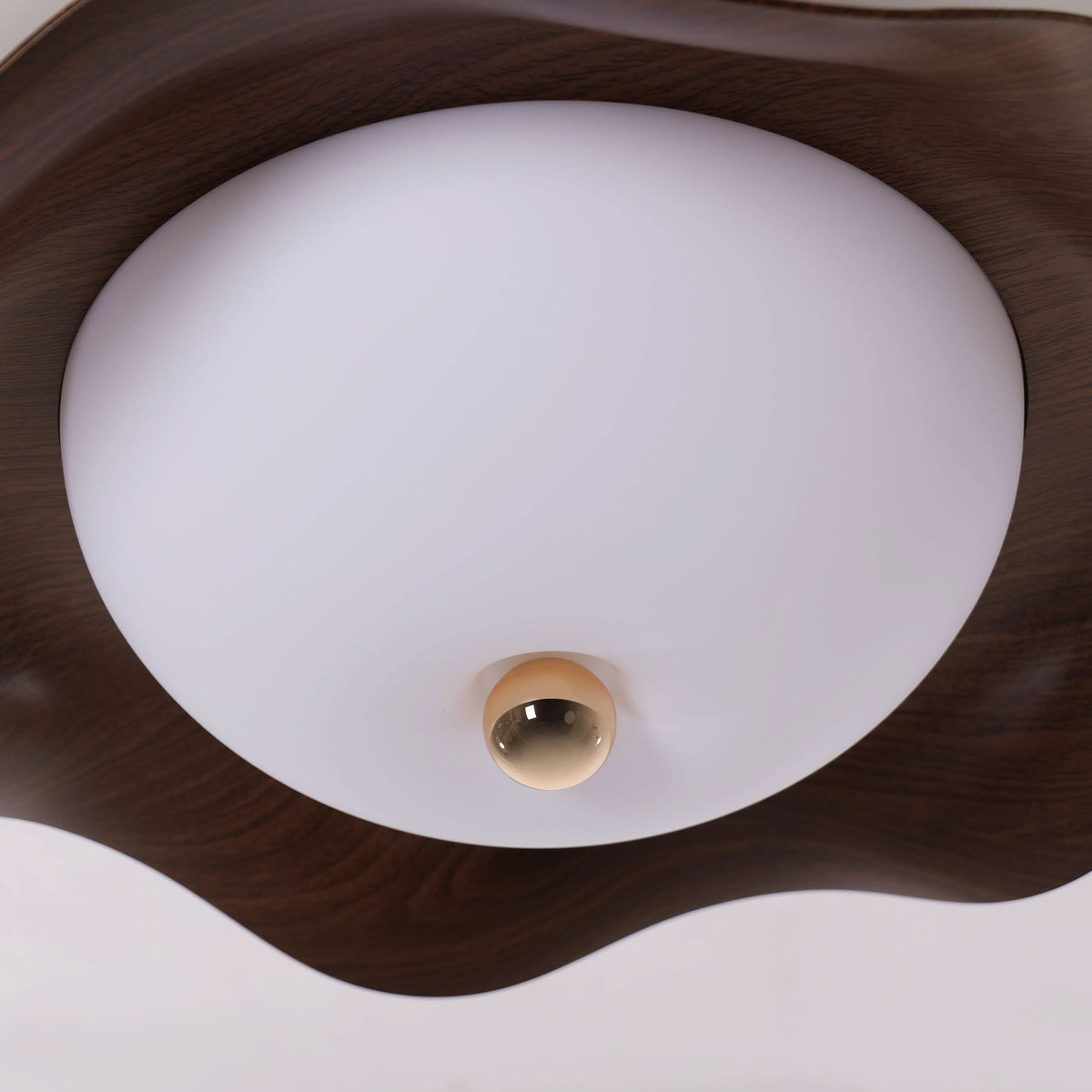 42 inch reversible ceiling fan with LED light shown from below with LED light on