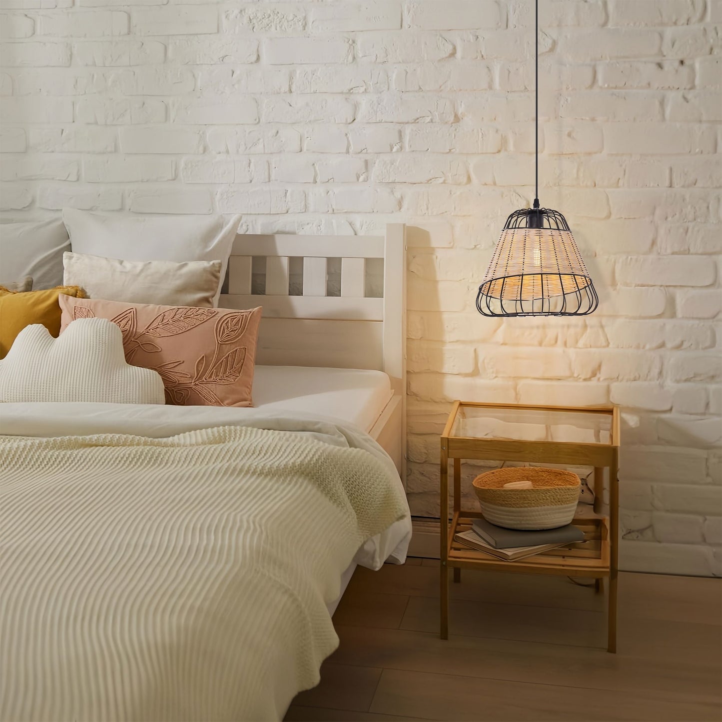 Living Nest UK Bell-Shaped Rattan Pendant Light for Timeless Rustic Elegance Living Nest UK