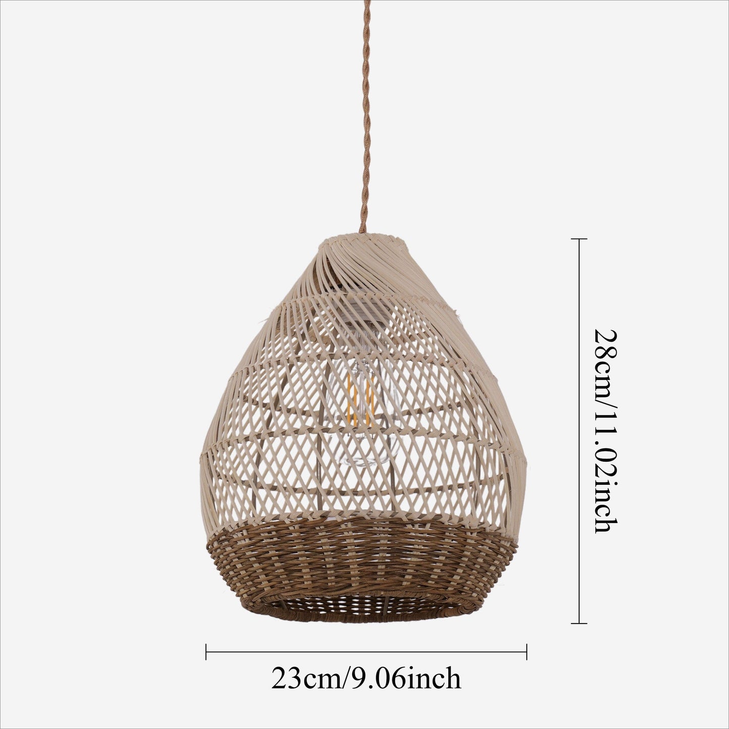 Living Nest UK Handwoven Boho Teardrop Design Rattan Iron Pendant Light Living Nest UK