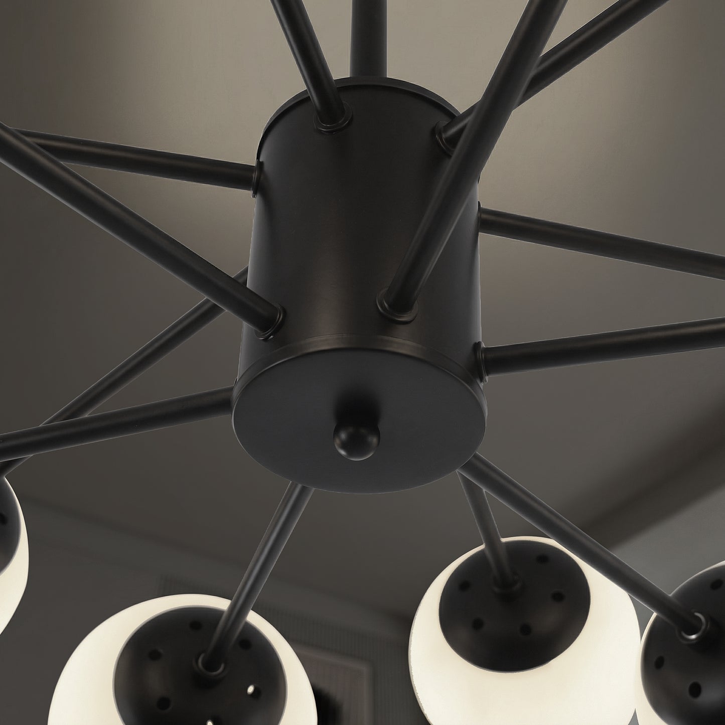 Cumulus - Modern Metal Chandelier Tubular Design Chandelier with LED White Shade