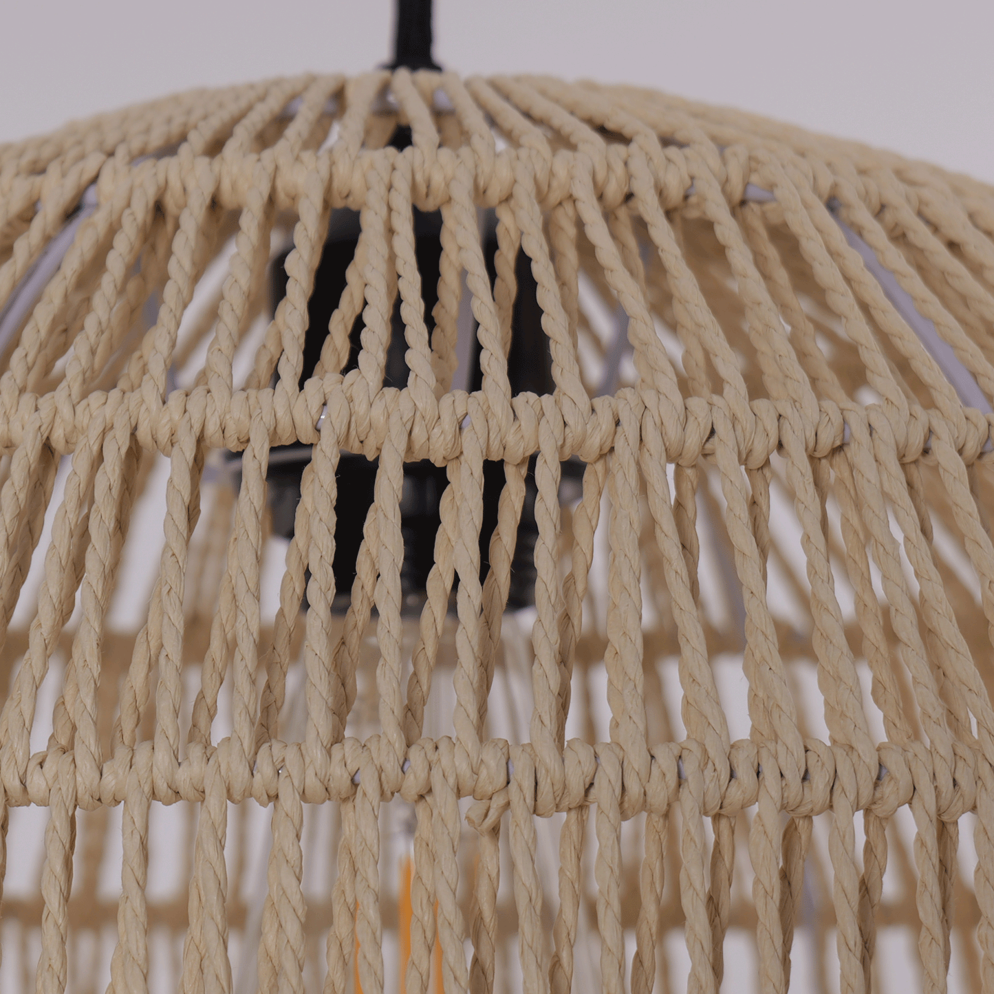 Living Nest UK Handwoven Cotton Rope and Iron Round Pendant Light for Cozy Spaces Living Nest UK