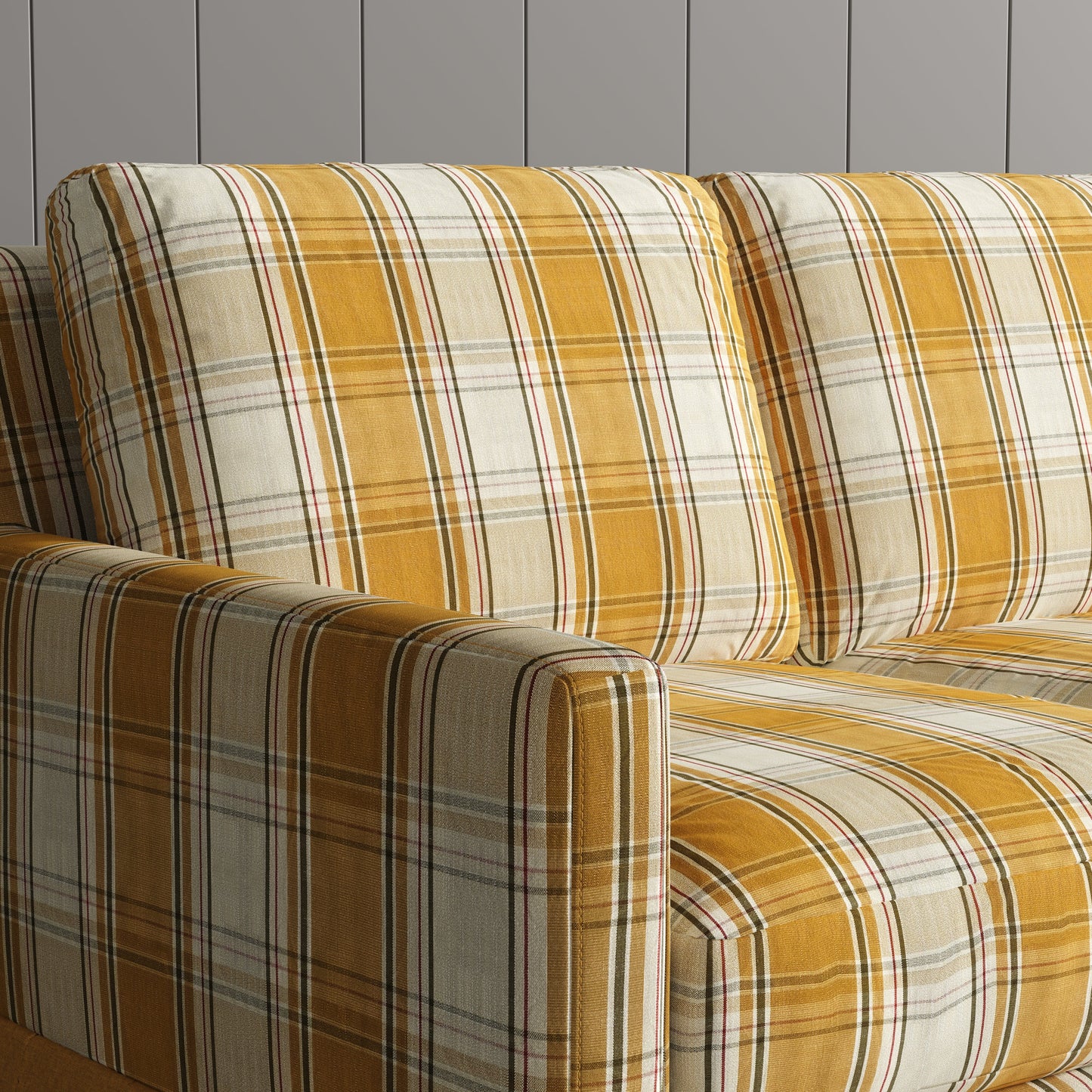 Cottonfy Country Check Sofa with Removable Skirted Covers Living and Home