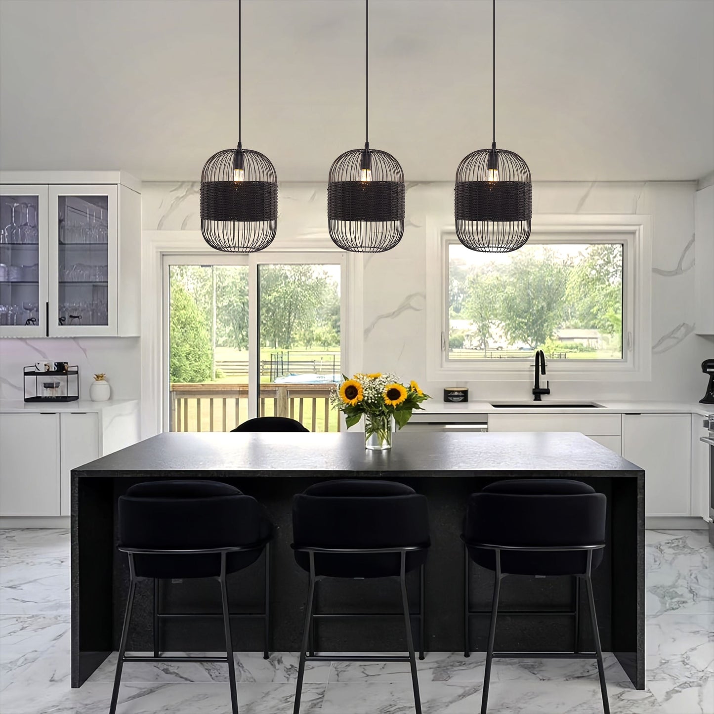 Lightsin Black Handcrafted Pendant Light Industrial Rattan Design for Home D¨¦cor Lightsin UK