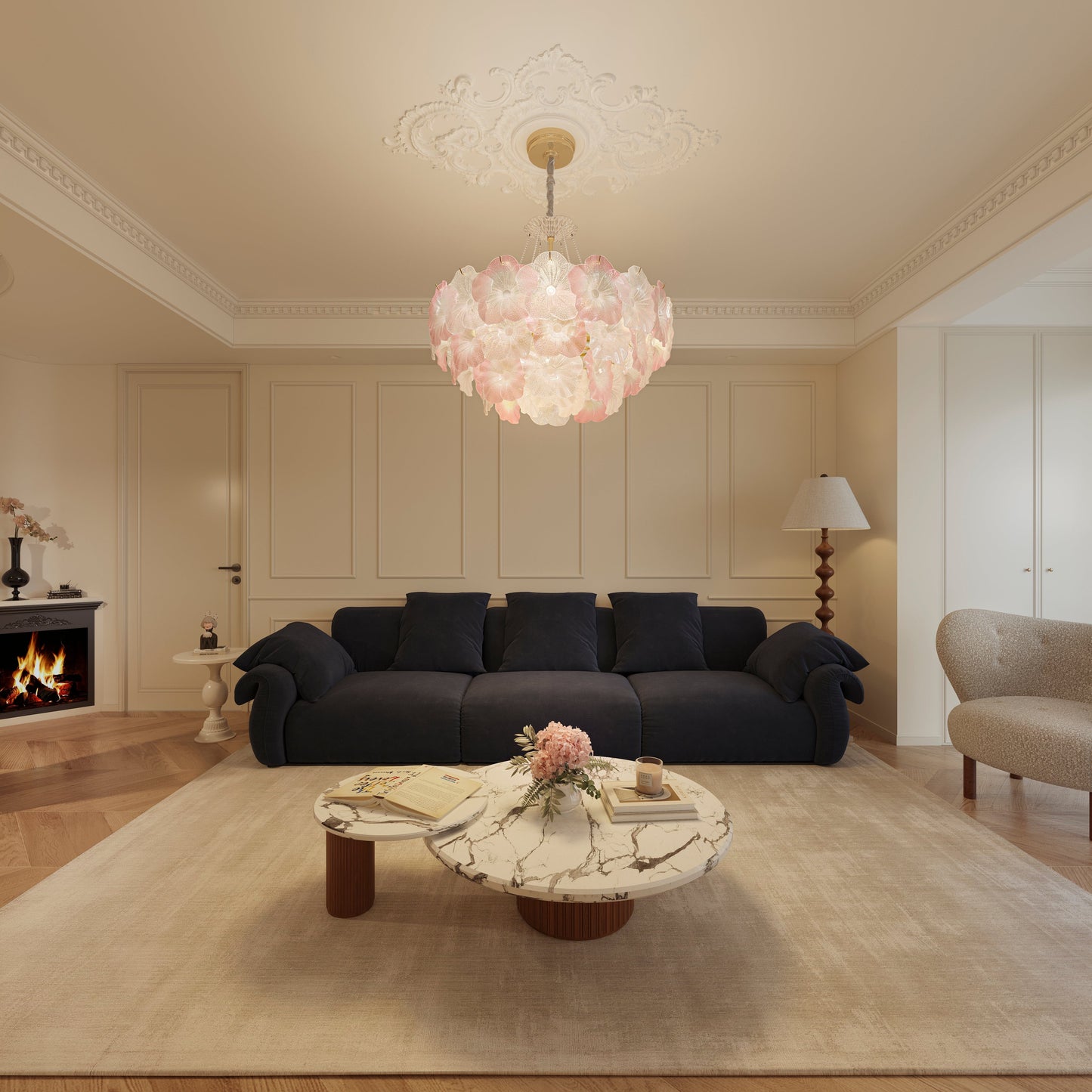 Lightsin Elegant Glass Chandelier with Adjustable Hanging Length Lightsin UK