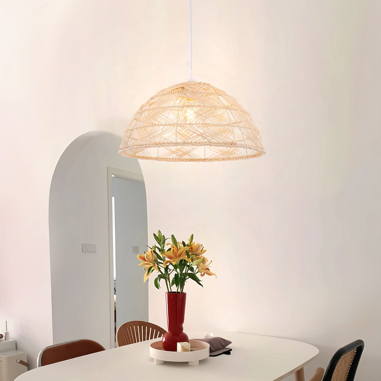 Lightsin Handwoven Rattan Dome Pendant Light for a Warm & Cozy Glow Lightsin UK