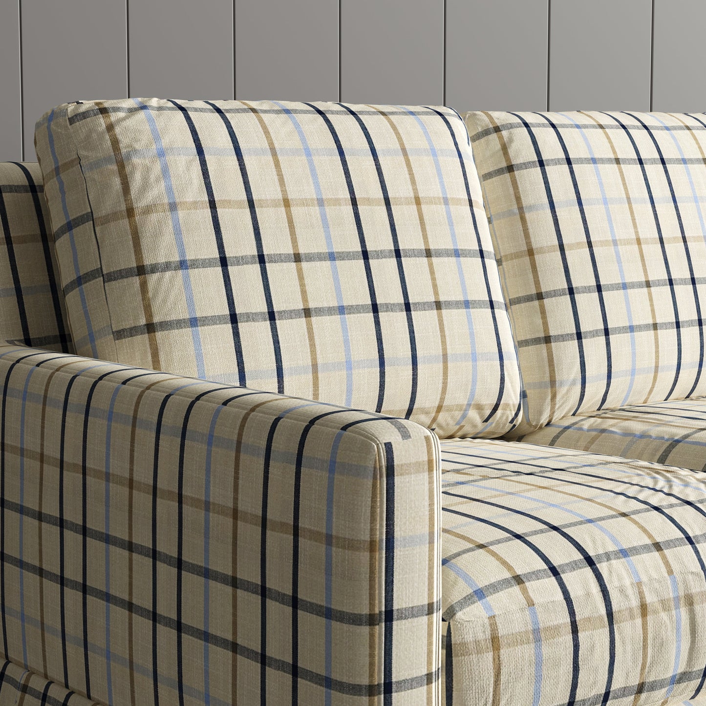 Country Check Sofa with Removable Skirted Covers