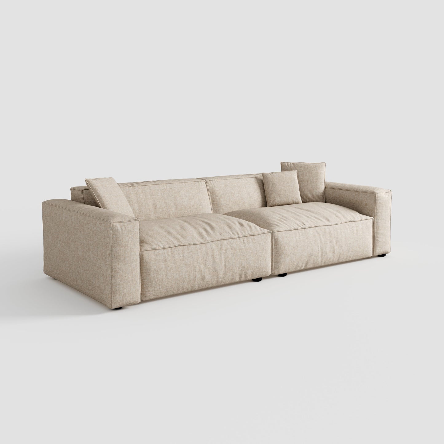 Elegant Linen Tofu Block Fabric Down Sofa