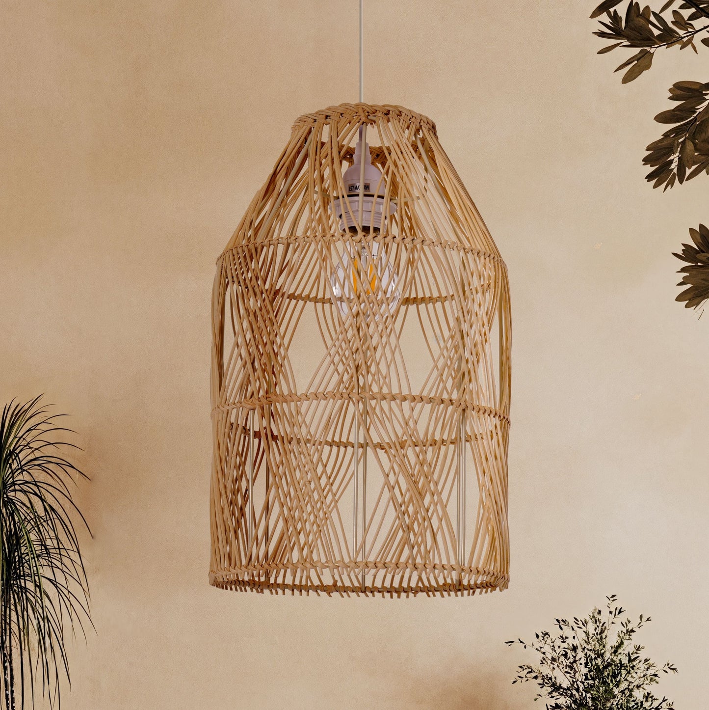 Lightsin Handwoven Rattan Pendant Light with Criss-Cross Pattern Lightsin UK 1 Unit