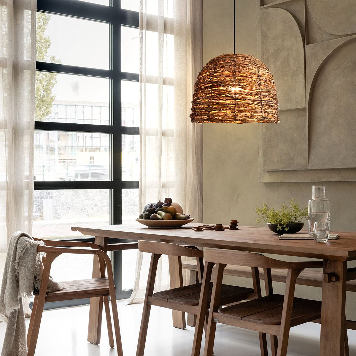 Lightsin Rustic Woven Rattan Dome Pendant Light for Cozy Interiors Lightsin UK