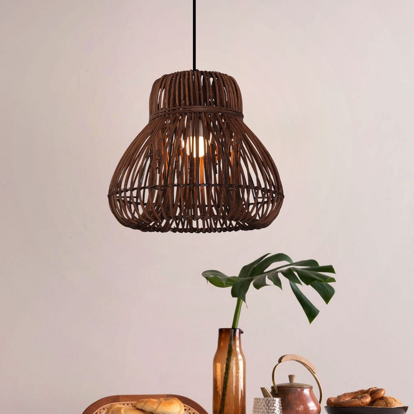 Lightsin Natural Woven Rattan Pendant Light for Rustic Interiors Lightsin UK