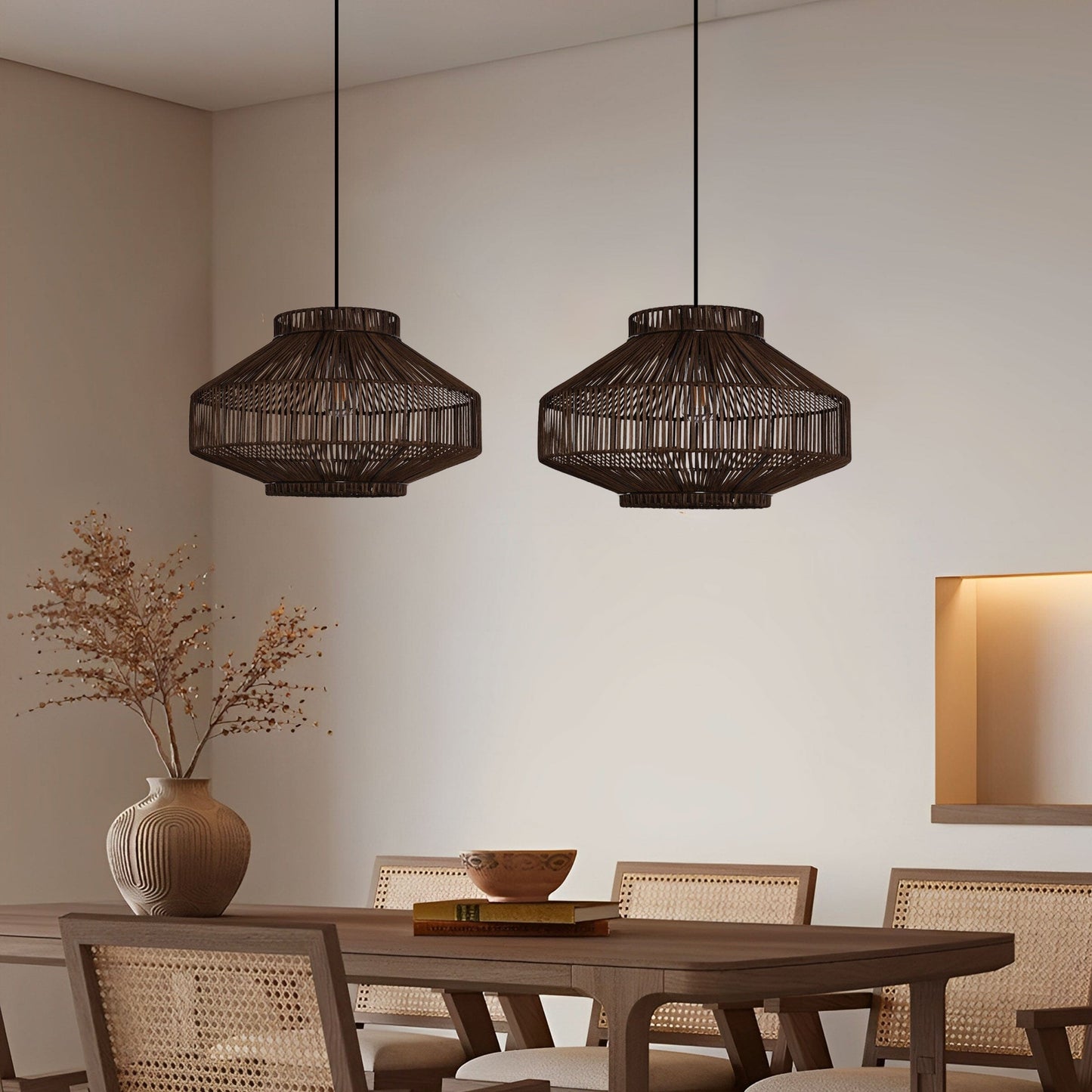 Living Nest UK Rattan Pendant Light for Modern Boho Interiors Perfect for Kitchen Pendant Lighting and Living Spaces Living Nest UK