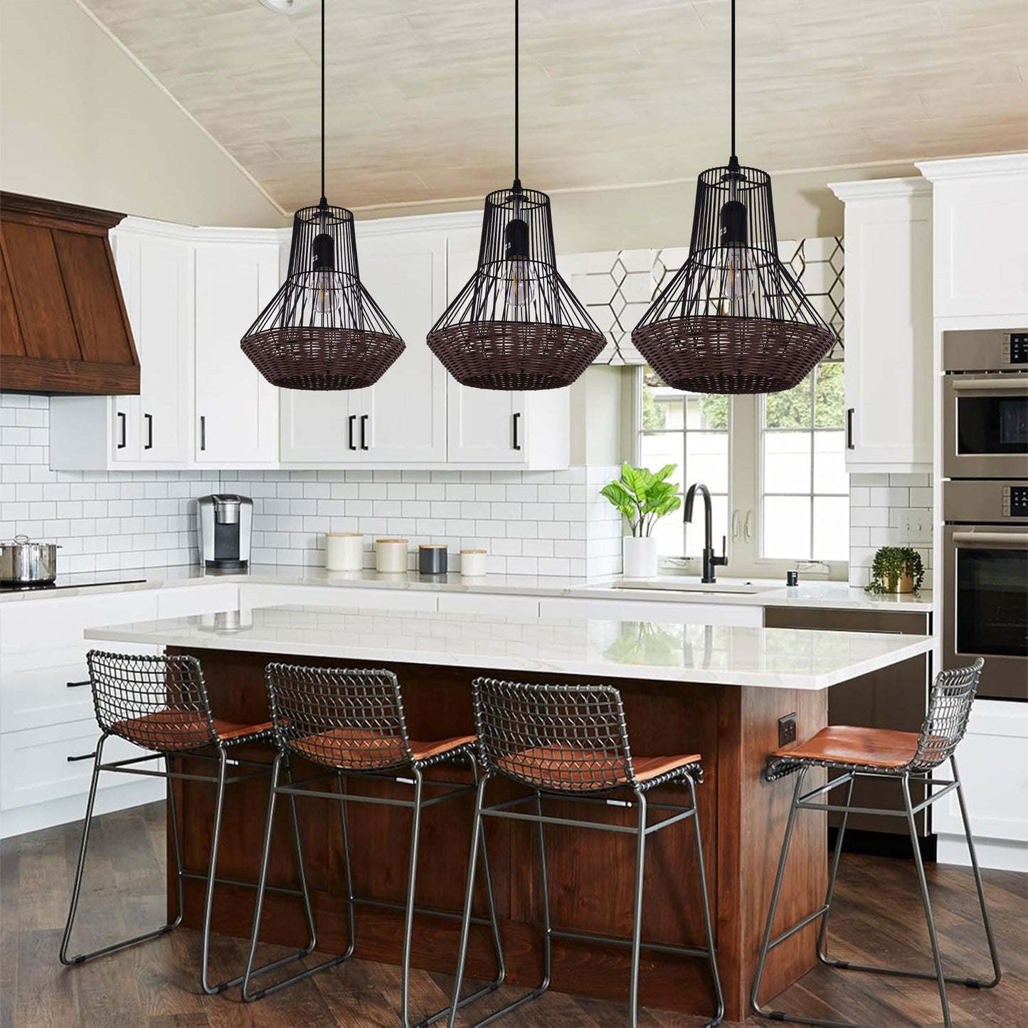 Lightsin Geometric Rattan Pendant Light for Timeless Elegance and Warmth Lightsin UK