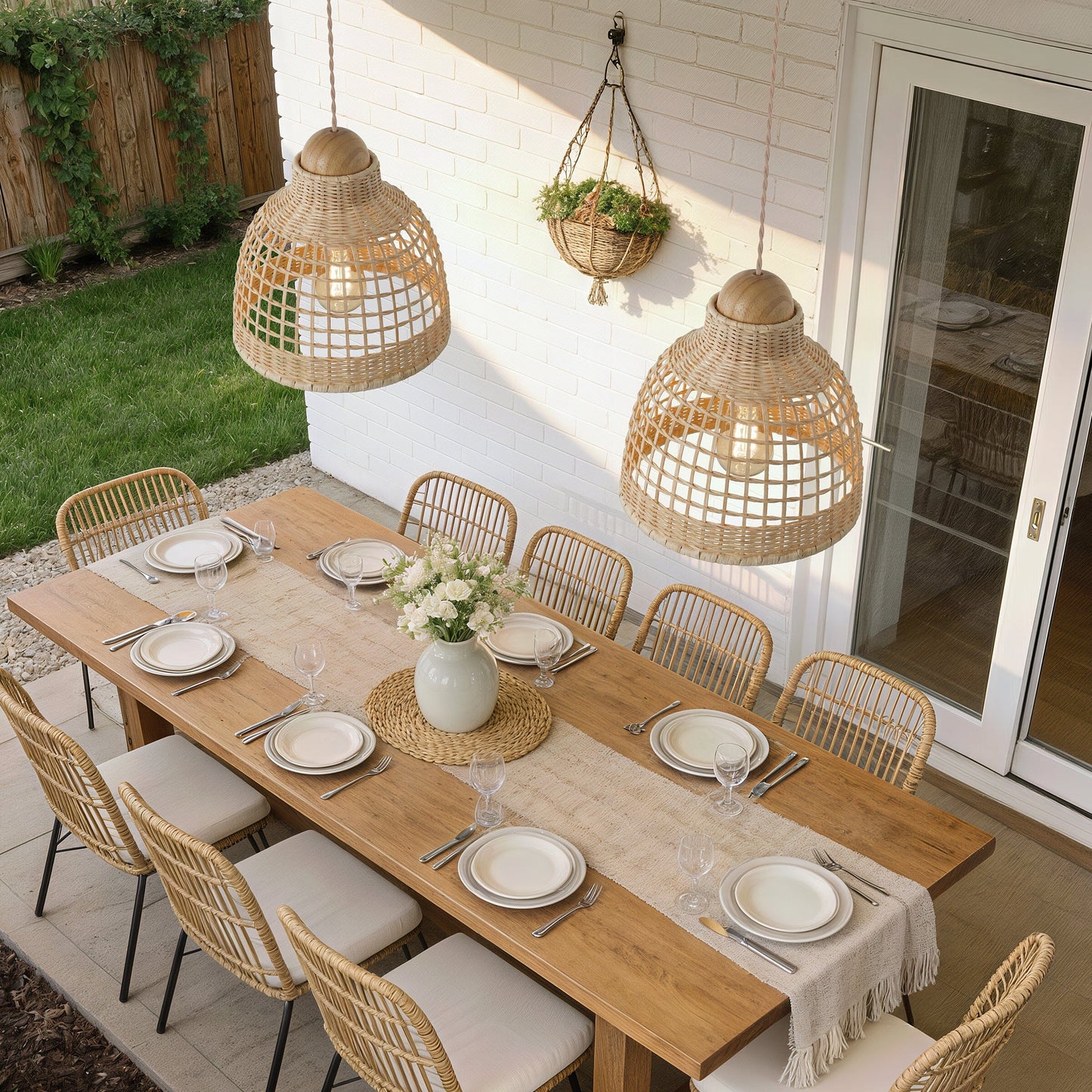 Lightsin Cella-Elegant Vintage Woven Rattan Minimalist Pendant Light Lightsin UK
