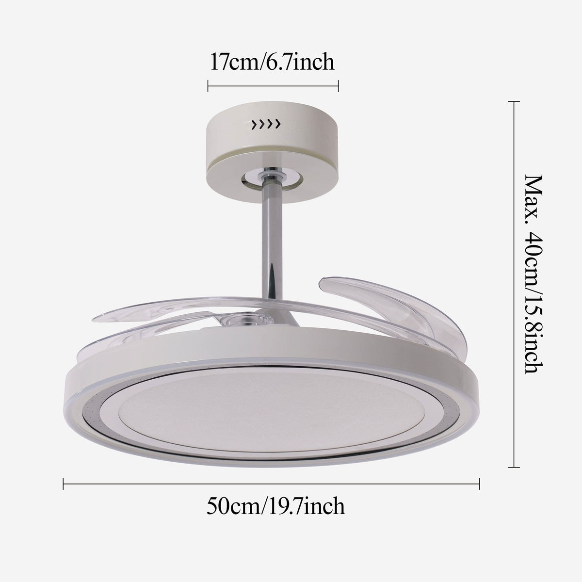 48 inch reversible ceiling fan with LED light highlighting the blade and light ring