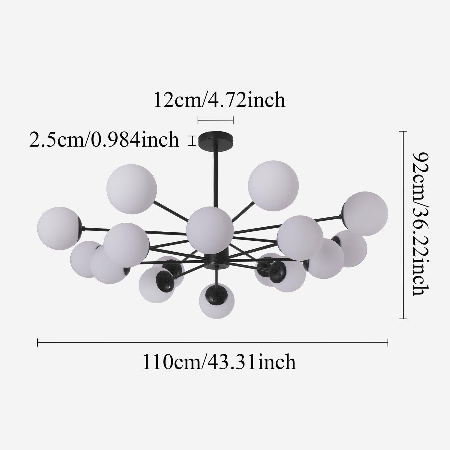 Cumulus - Modern Metal Chandelier Tubular Design Chandelier with LED White Shade