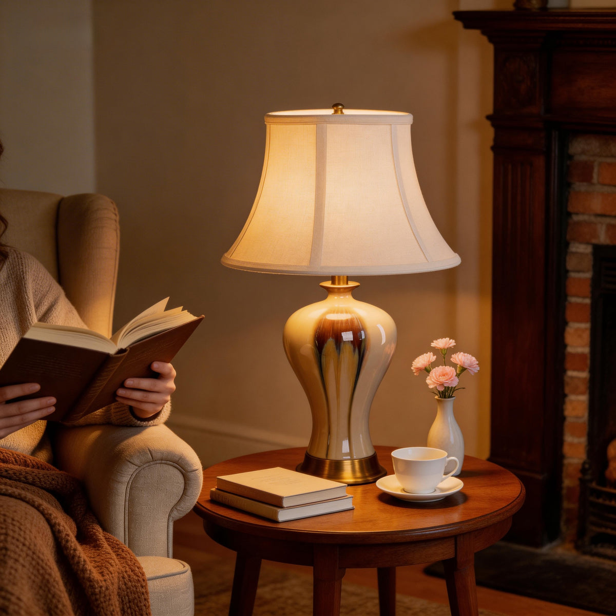 Hand-Glazed ‘Earth & Gold’ Ceramic Table Lamp - A Unique Artisan Masterpiece