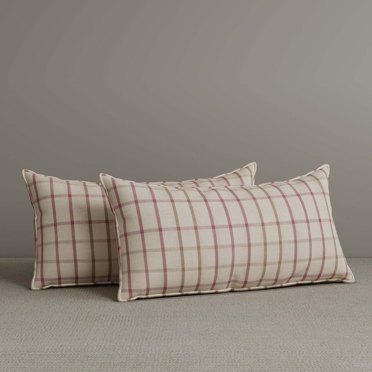 🎁 Exclusive Waist Cushion in Pink Checkered Cotton Linen, 56*27*12 CM (100% off)