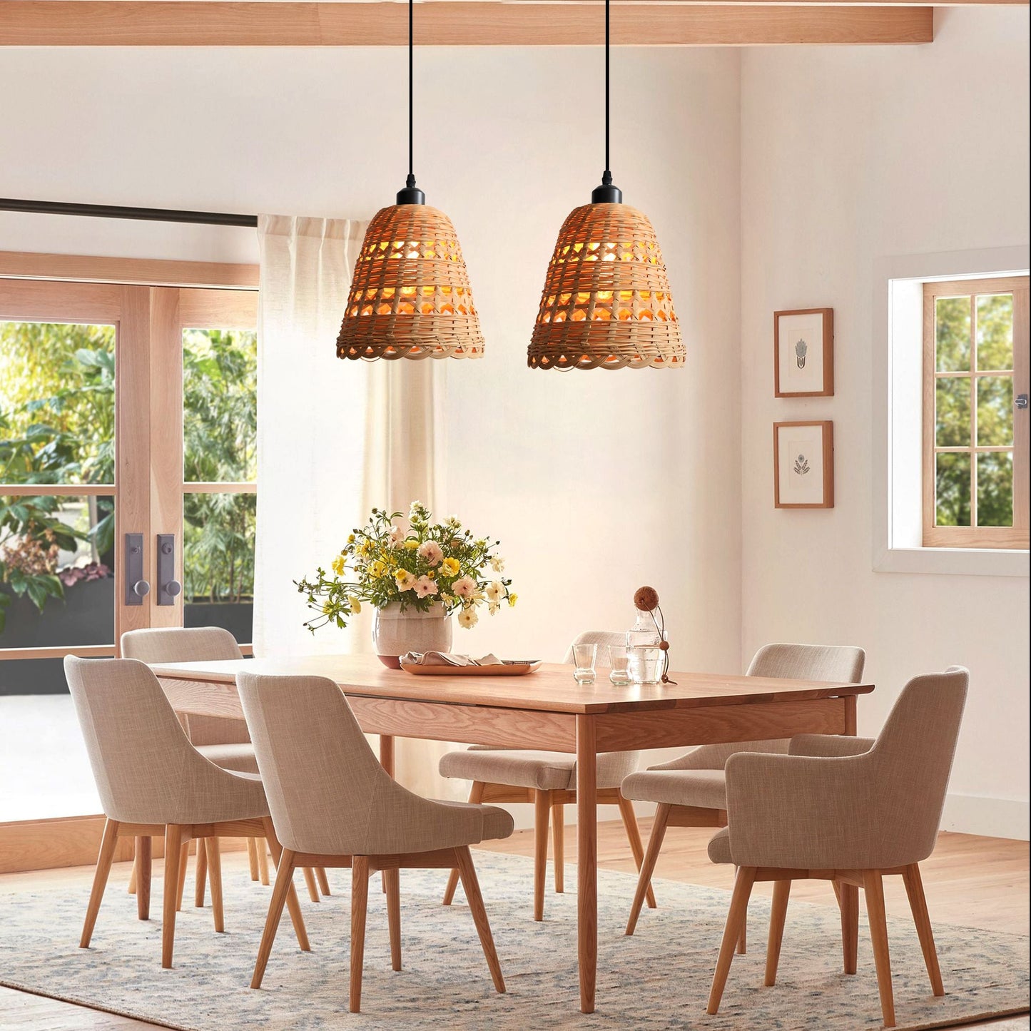 Lightsin Modern Bamboo Handwoven Warm Glow Pendant Light Lightsin UK
