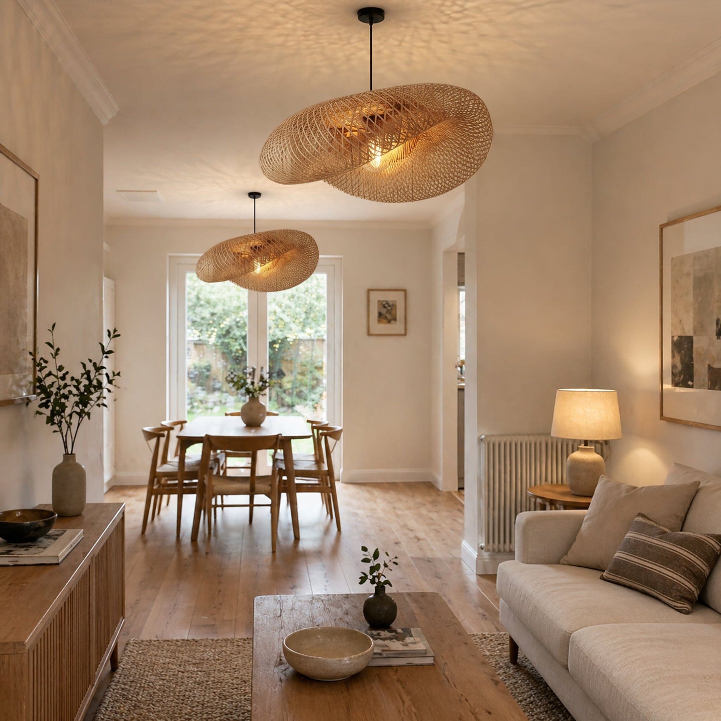 Lightsin Eco-Friendly Handmade Bamboo Pendant Light 60/80cm for Dining Room & Living Room Lightsin UK