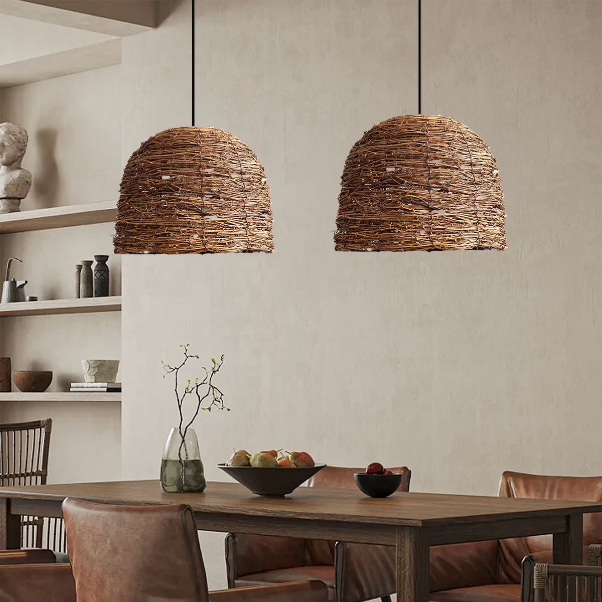 Lightsin Rustic Woven Rattan Dome Pendant Light for Cozy Interiors Lightsin UK