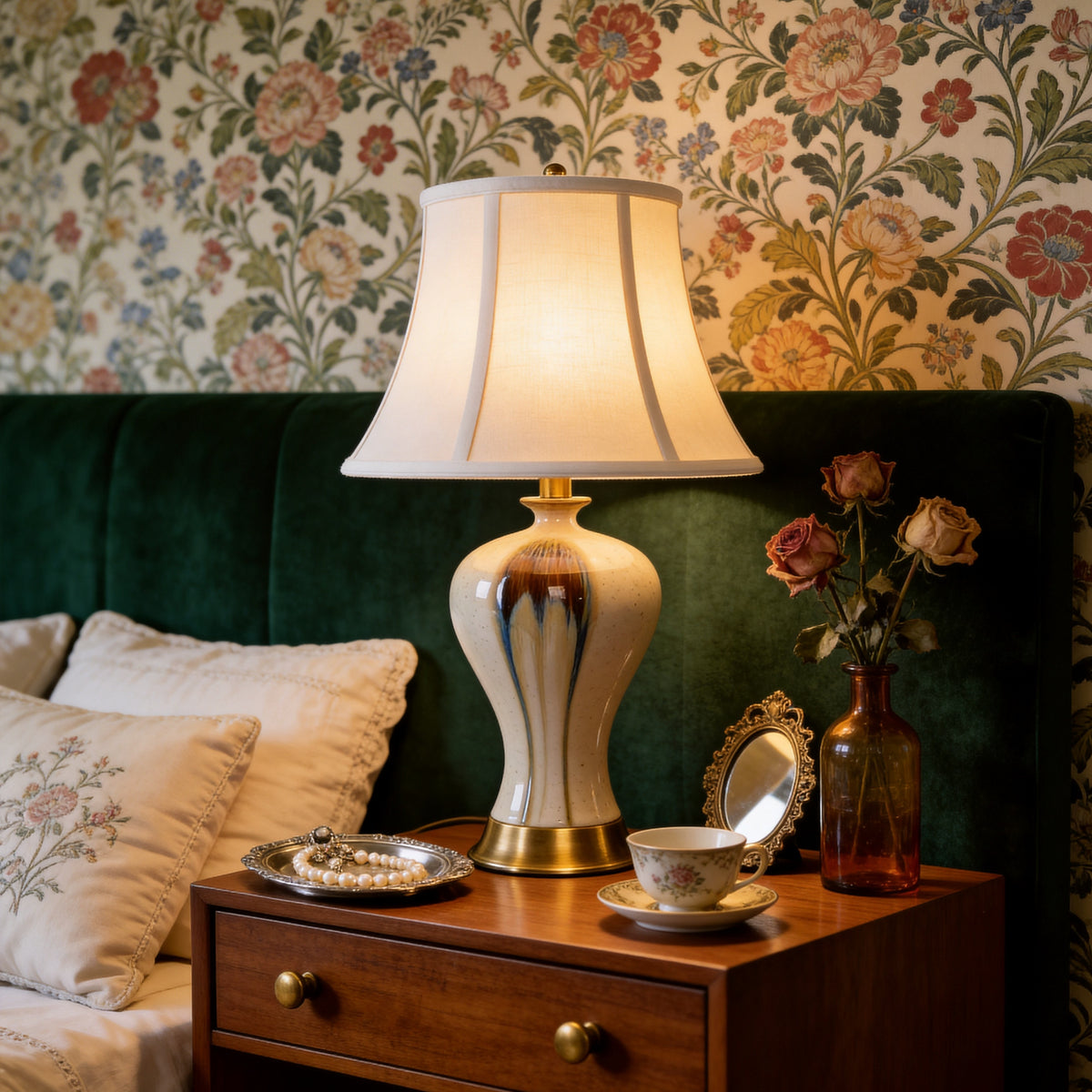 Hand-Glazed ‘Earth & Gold’ Ceramic Table Lamp - A Unique Artisan Masterpiece
