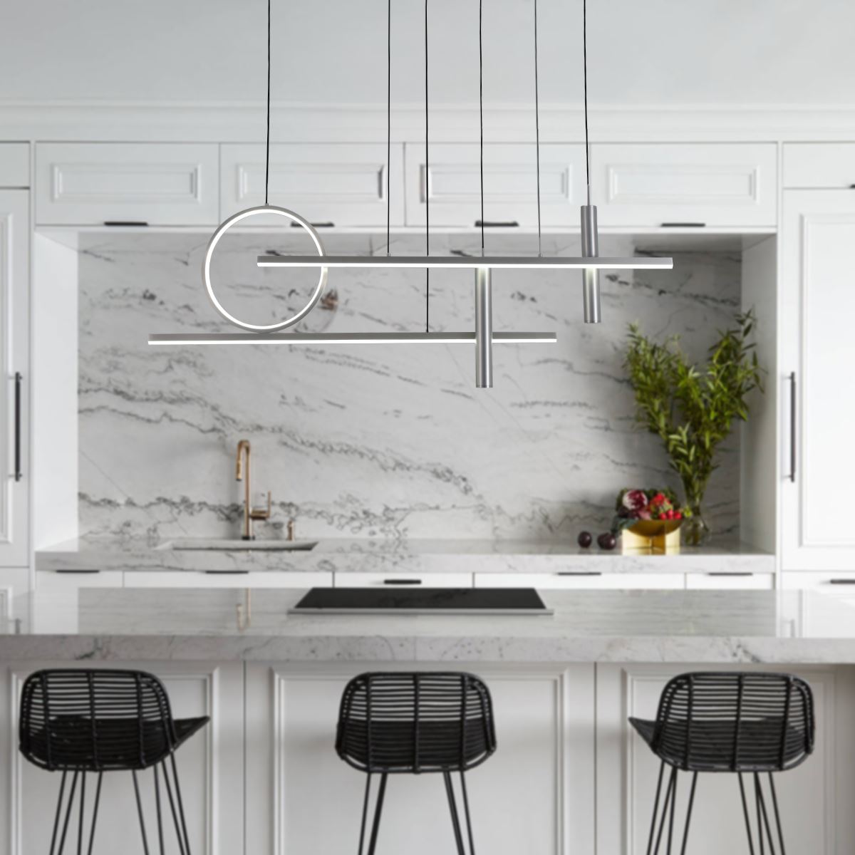 Lightsin LED Modern Linear Geometric Metal Pendant Light Lightsin UK