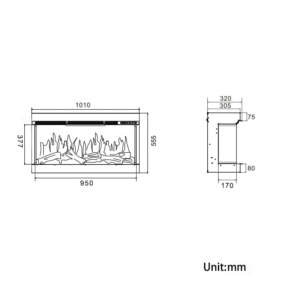 3-Sided Panoramic Smart Electric Fireplace with Customizable Flame & Heating Control Living and Home