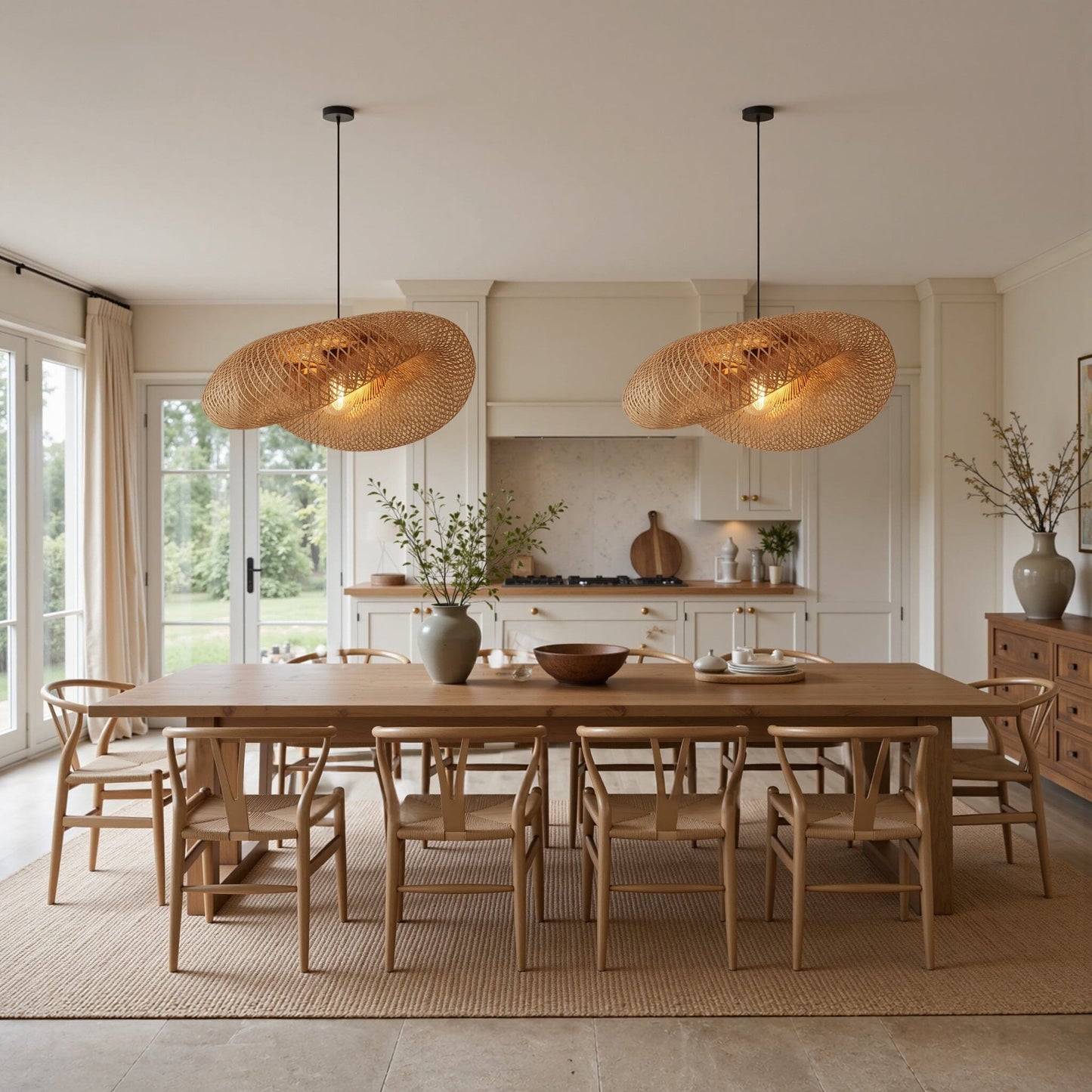 Lightsin Eco-Friendly Handmade Bamboo Pendant Light 60/80cm for Dining Room & Living Room Lightsin UK