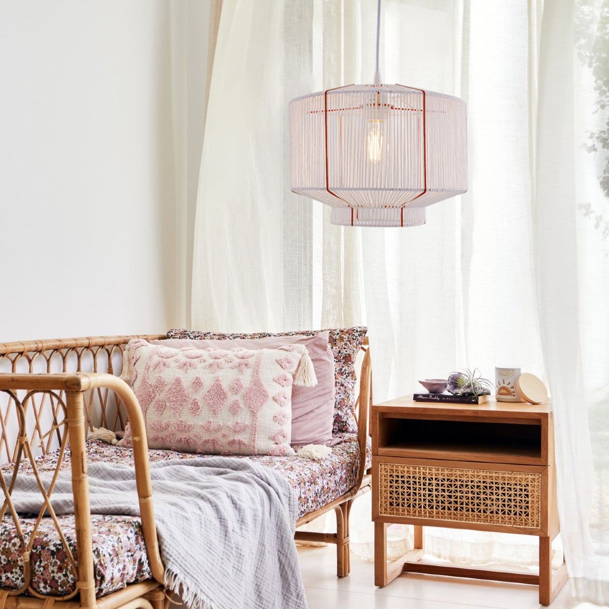 Lightsin Modern Handwoven White Paper Rope Pendant Light for Cozy Interiors Lightsin UK