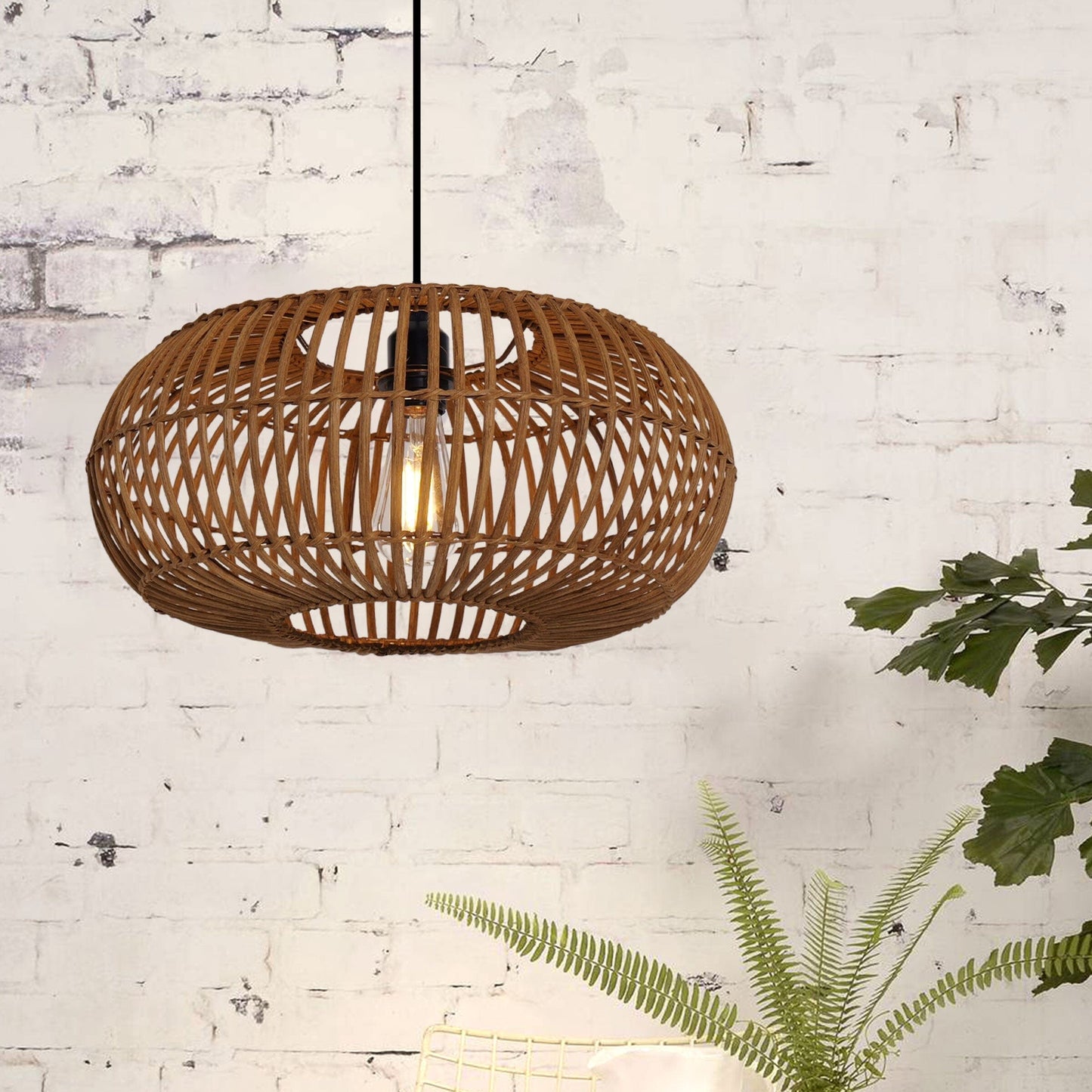 Living Nest UK Natural Bamboo Woven Round Pendant Light for Warm Interiors Living Nest UK