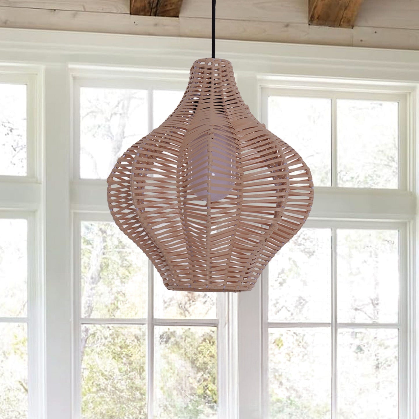 Lightsin Minimalist Handmade Wooden Rattan Pendant Light Lightsin UK