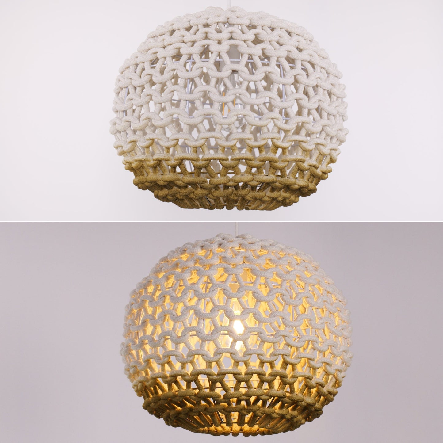 Living Nest UK Artisanal Globe-Shaped Cotton Rope Pendant Light for Natural Elegance Living Nest UK