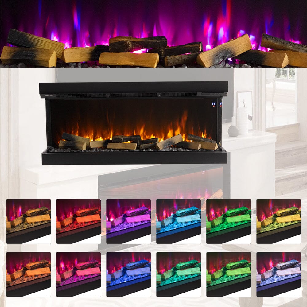 3-Sided Panoramic Smart Electric Fireplace with Customizable Flame & Heating Control Living and Home