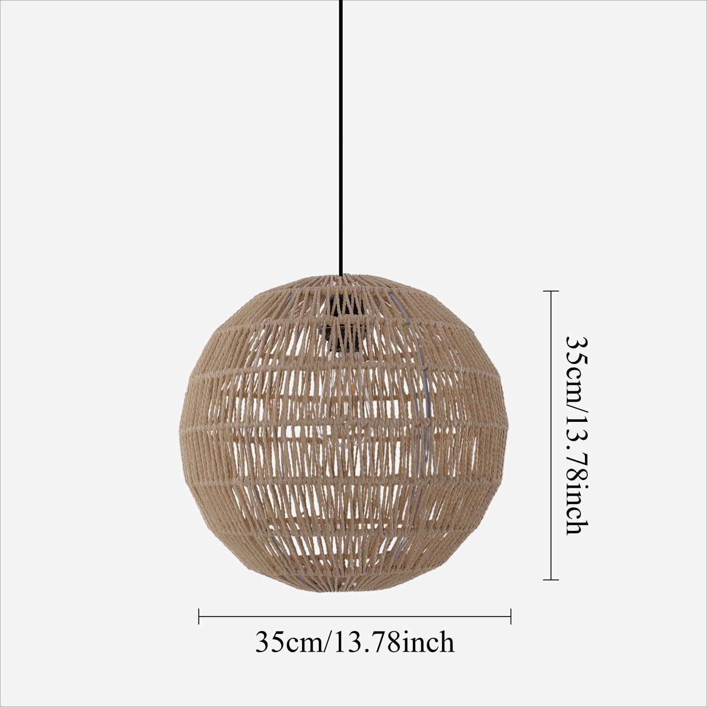 Living Nest UK Handwoven Cotton Rope and Iron Round Pendant Light for Cozy Spaces Living Nest UK