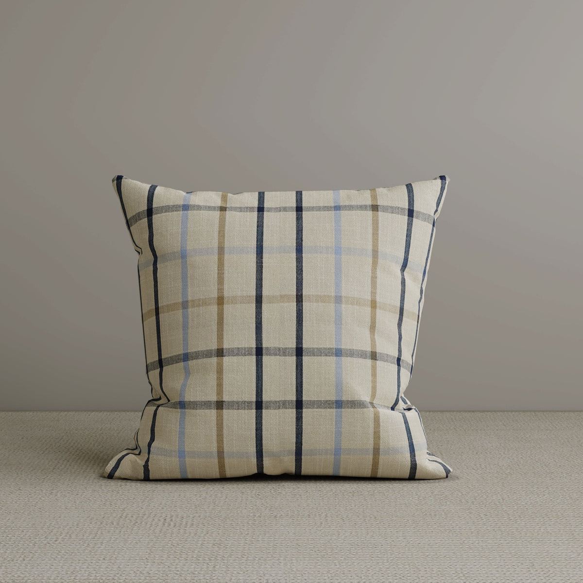Cottonfy Square Exclusive Design Cushion in Light Blue Checkered Cotton Linen, 45*45CM Living and Home 1 PC