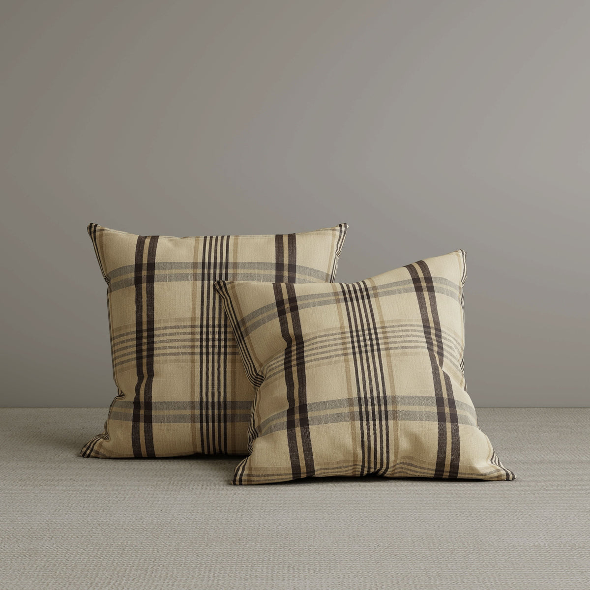 Square Exclusive Design Cushion in Cocoa Comfort Checkered Cotton Linen, 45*45CM Living and Home 2 PCS