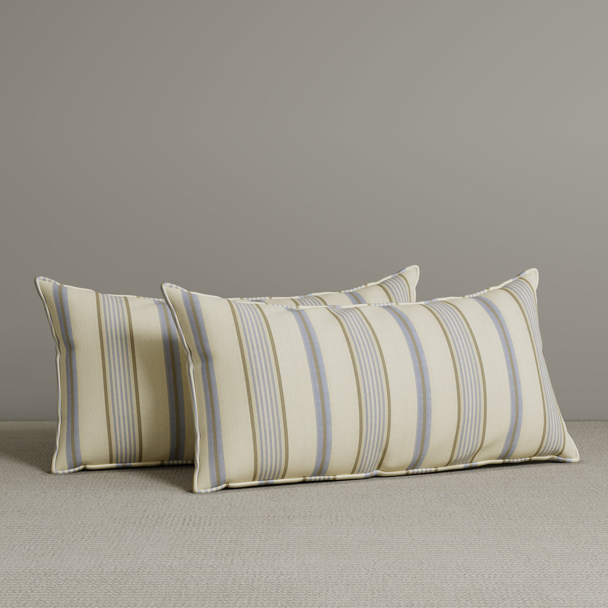 Exclusive Waist Cushion in Sky Blue Striped Cotton Linen, 56*27*12 CM