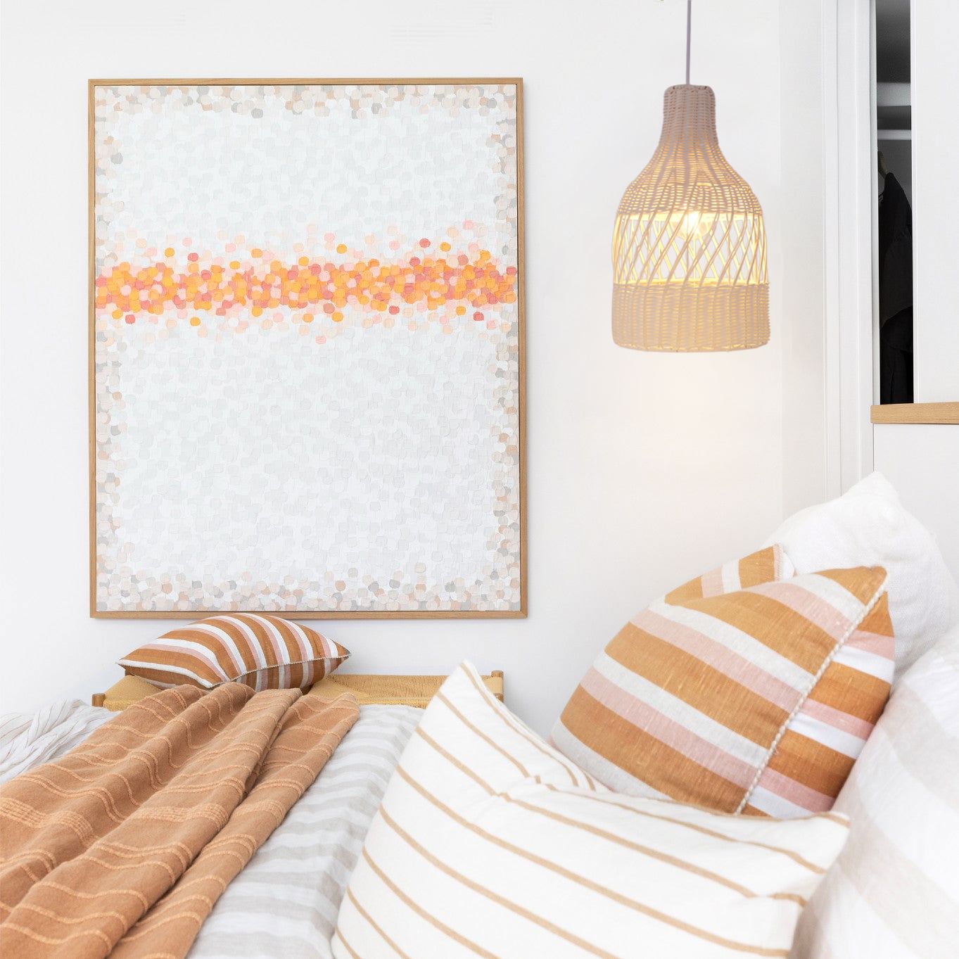 Lightsin Sustainable Handwoven White Rattan Light Fixture Lightsin UK