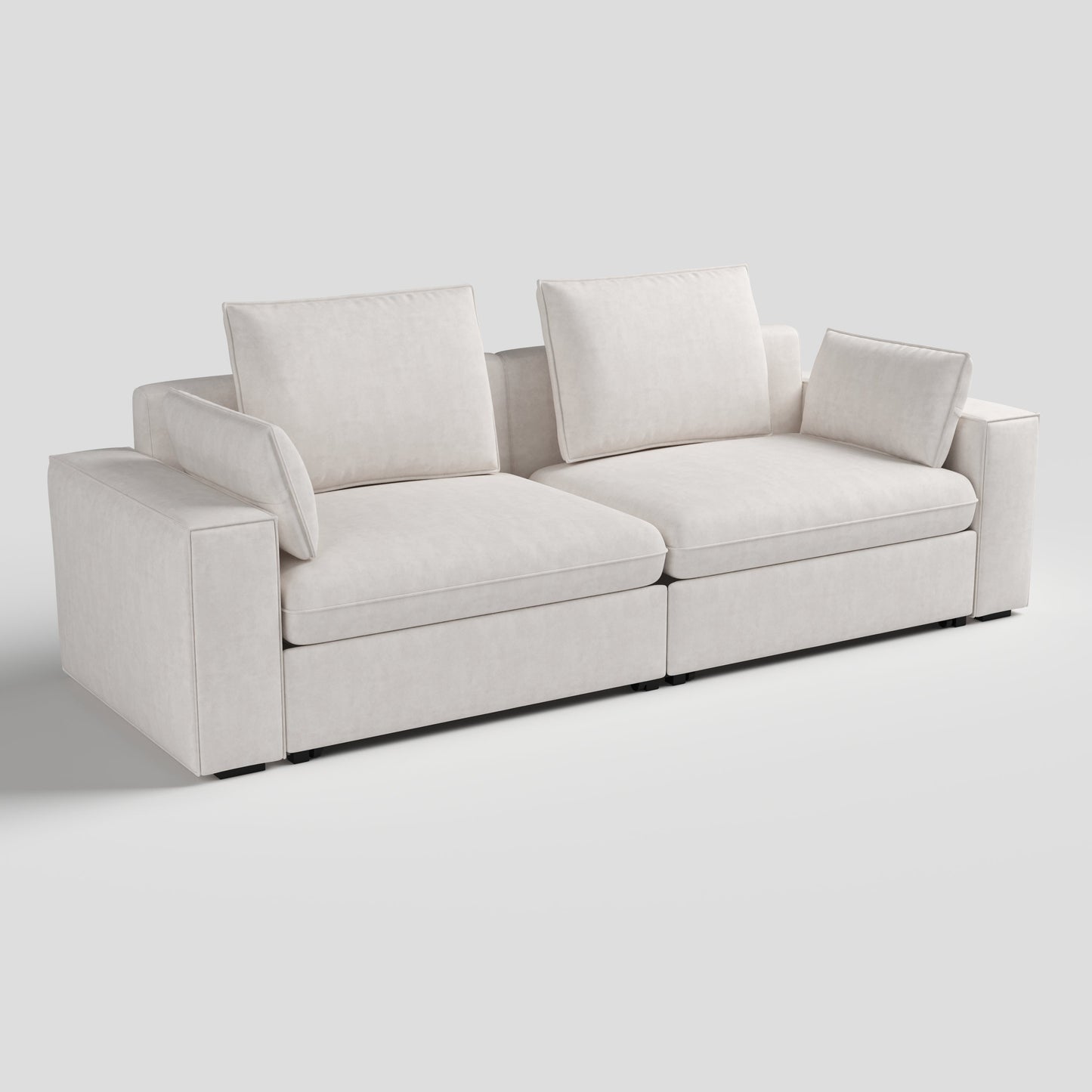 Creamy Tofu Block Pullout Sofa Bed with Storage