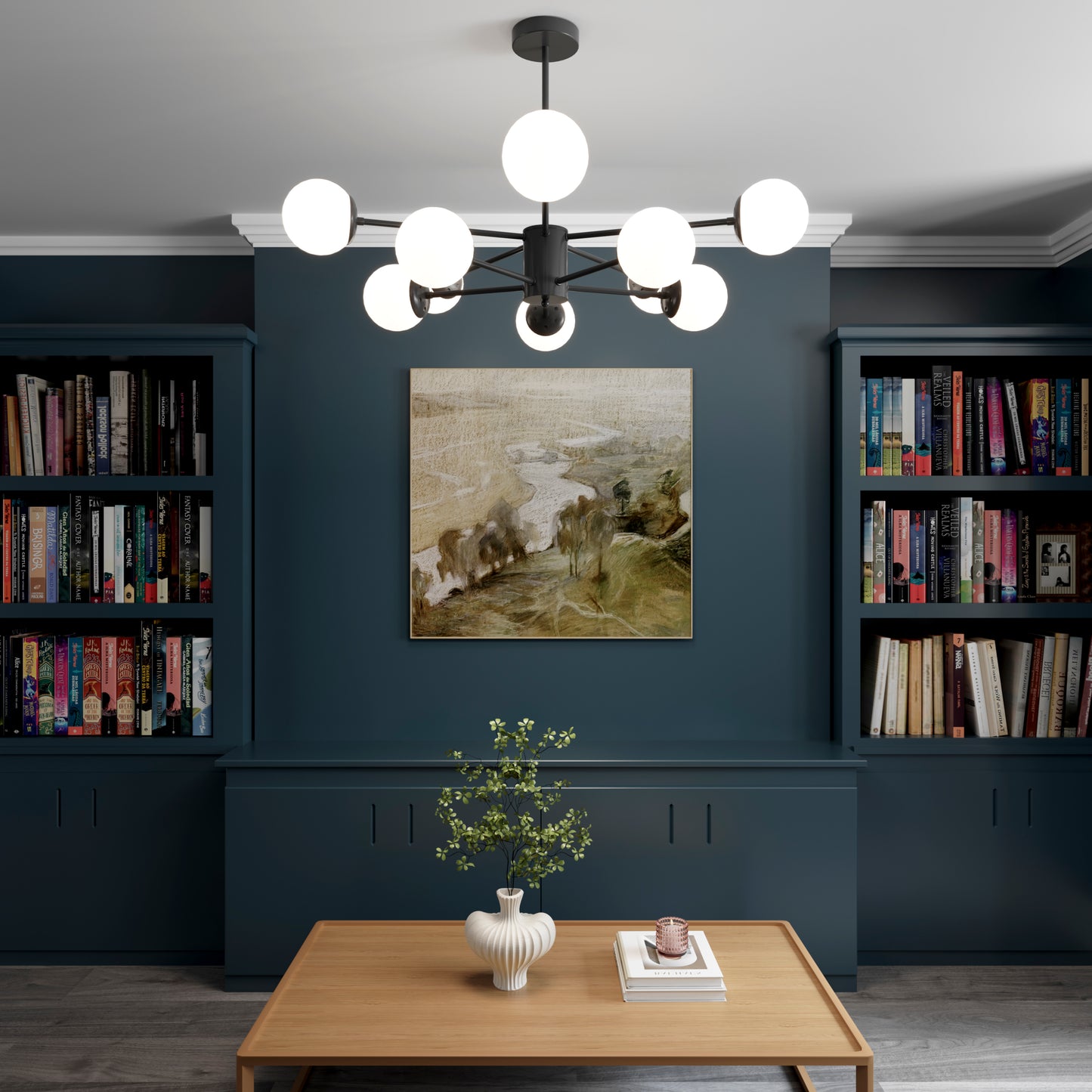Cumulus - Modern Metal Chandelier Tubular Design Chandelier with LED White Shade