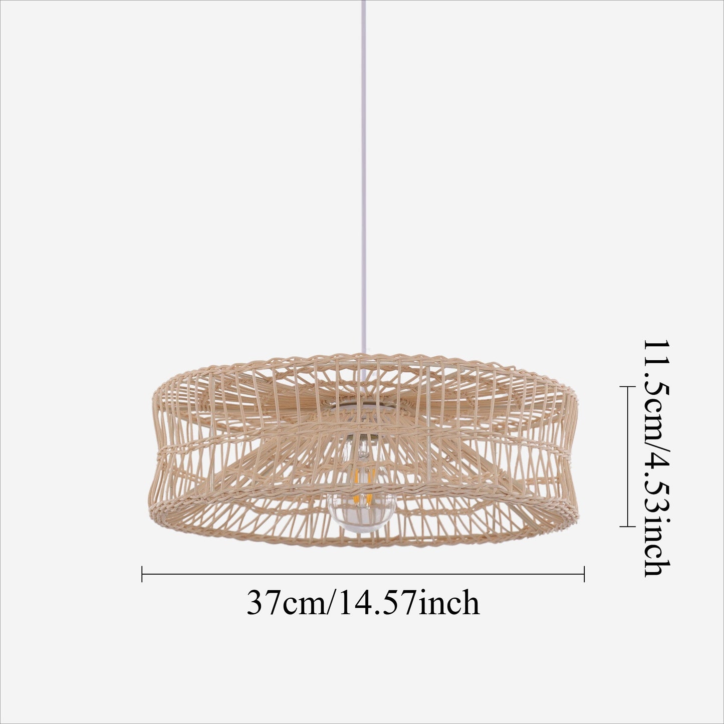 Lightsin Shallow Rattan Pendant Light for Kitchen Island Dining Area or Reading Corner Lightsin UK