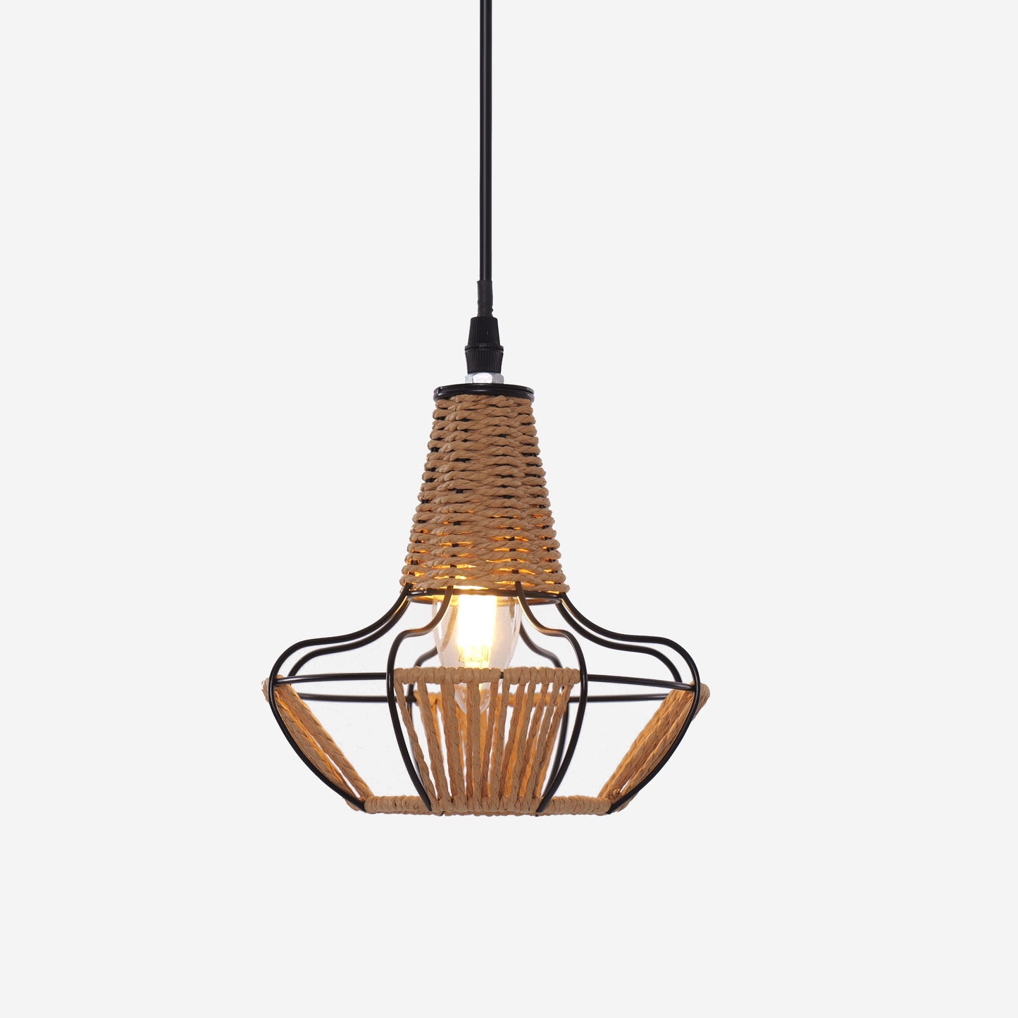 Lightsin Woven Rattan Cage Pendant Light for Natural Charm and Effortless Elegance Living and Home