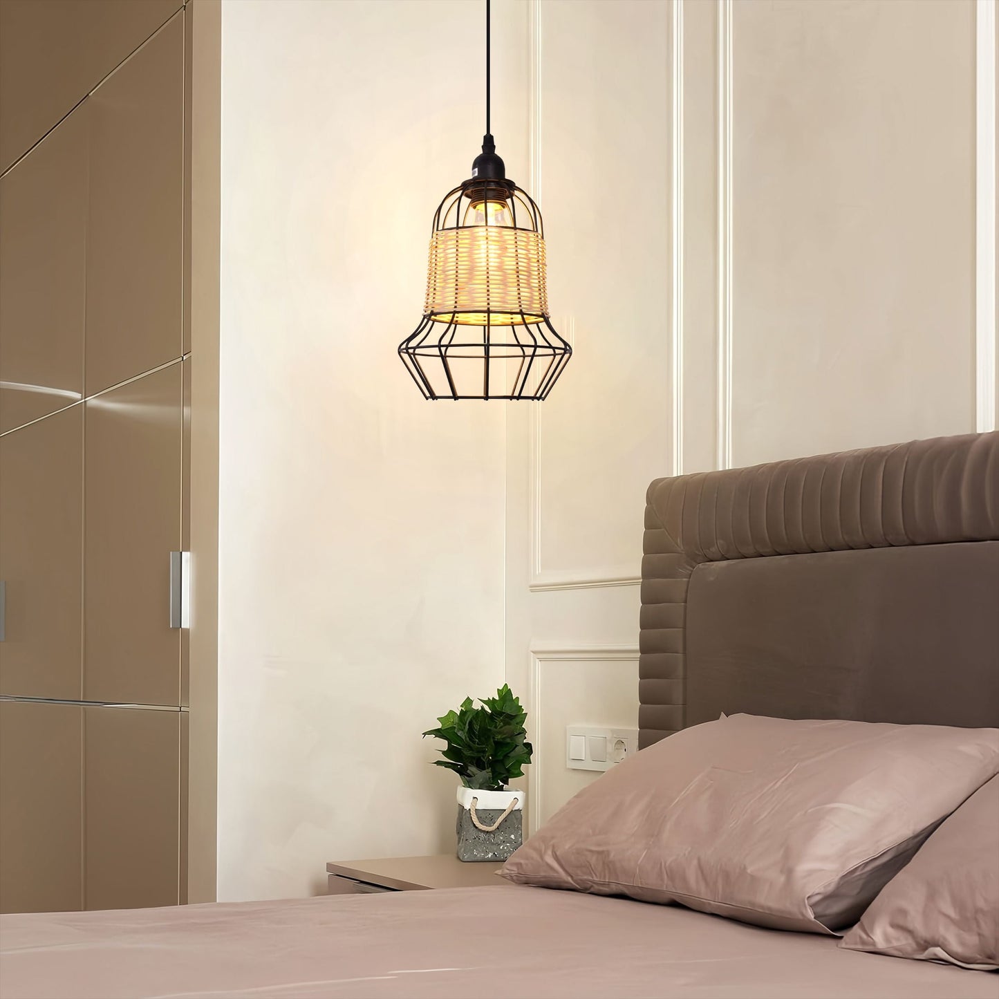 Living Nest UK Basket-Inspired Bar Pendant Light Natural Rattan Pendant Lighting Living Nest UK