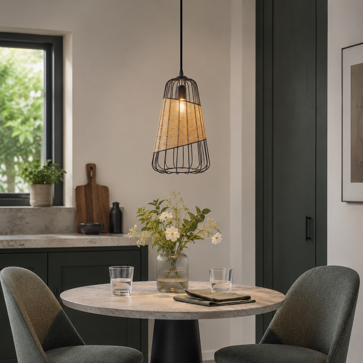 Glyph-Lantern-Inspired Rattan Ceiling Light for Cozy Natural Elegance
