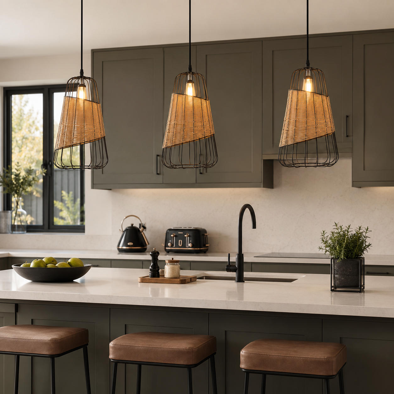 Glyph-Lantern-Inspired Rattan Ceiling Light for Cozy Natural Elegance