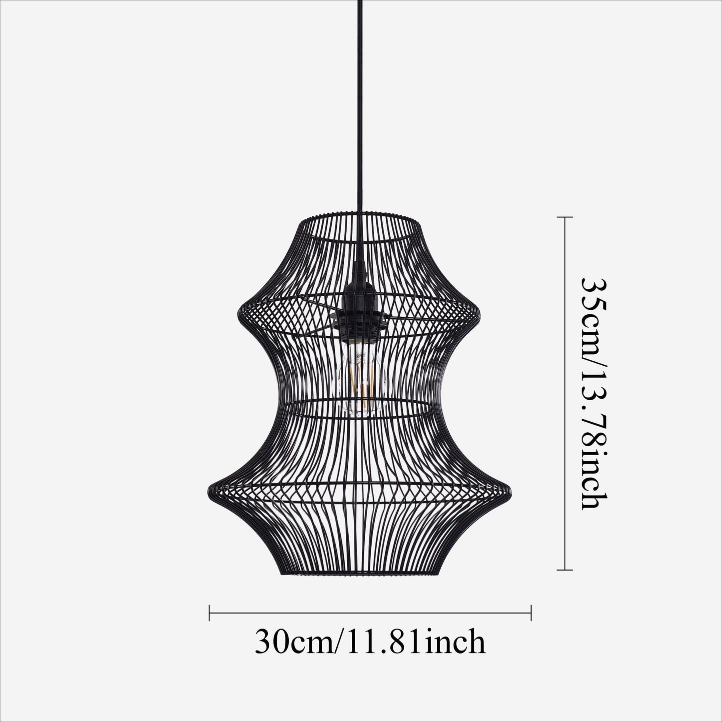 Lightsin Industrial Black Iron Pendant Light with Hourglass Shape Lightsin UK